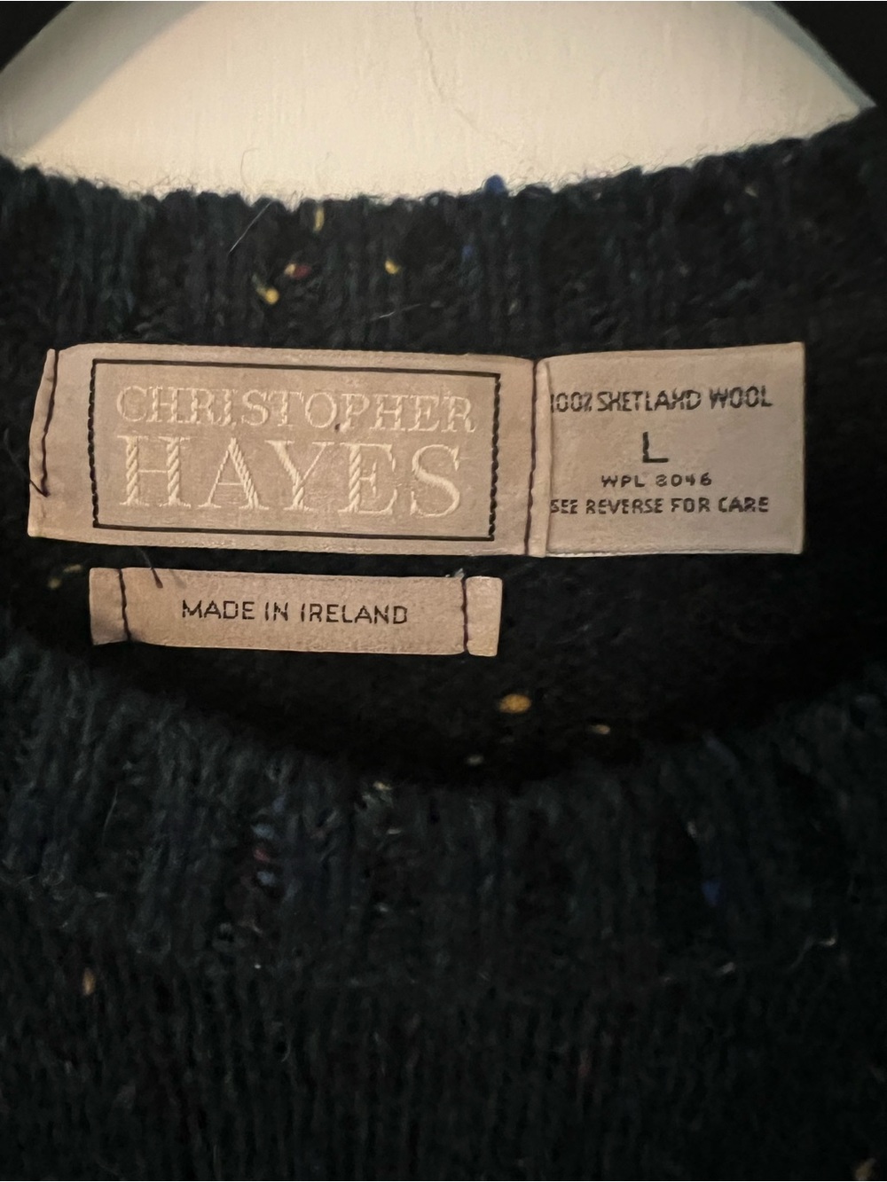 Vintage Christopher Hayes 100% Shetland Wool sz L Made in Ireland Green (S200) - Picture 2 of 6